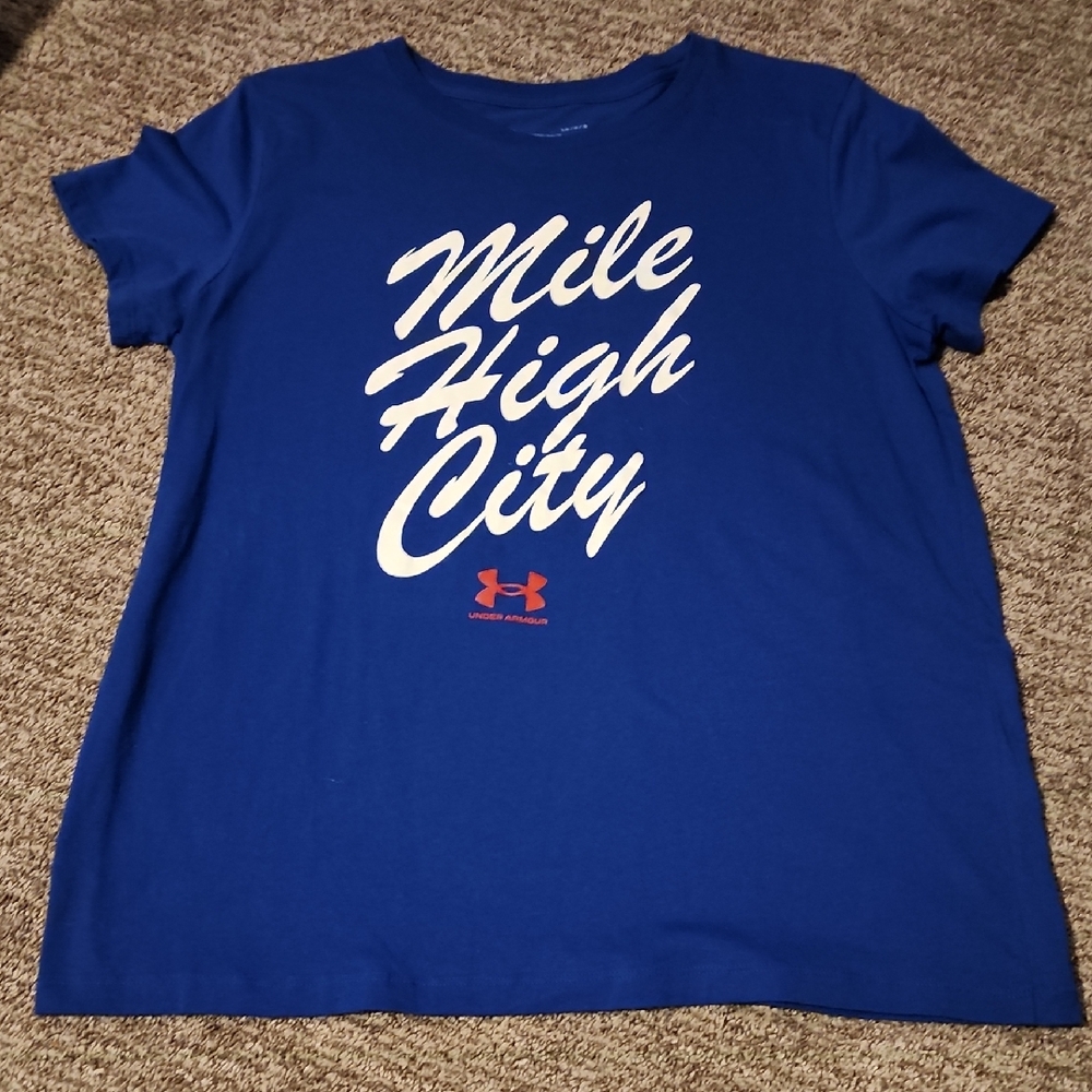 Under Armour Royal Blue Mile High City Tee Blue/white/red Size Large PTP 22